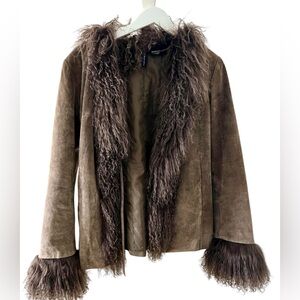 Vintage Brown Suede Fur Jacket